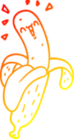 warm gradient line drawing of a cartoon banana png