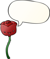 cartoon flower with speech bubble in smooth gradient style png