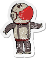 retro distressed sticker of a cartoon astronaut png