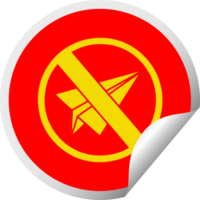 circular peeling sticker cartoon of a no paper aeroplanes allowed png