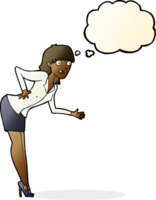 mujer de negocios de dibujos animados explicando con burbujas de pensamiento png