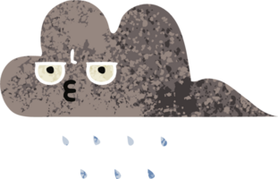 retro ilustração estilo desenho animado do uma tempestade chuva nuvem png