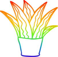 rainbow gradient line drawing of a cartoon house plant png