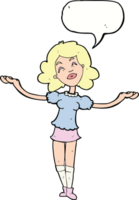 cartoon woman taking praise with speech bubble png