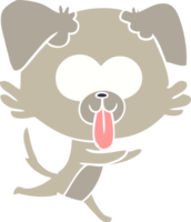 flat color style cartoon running dog with tongue sticking out png