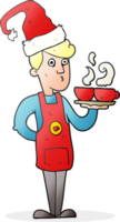 mão desenhado desenho animado barista servindo café às Natal png