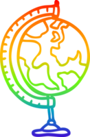 rainbow gradient line drawing of a cartoon globe png