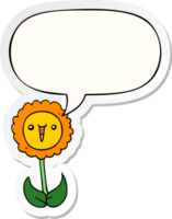 desenho animado flor com discurso bolha adesivo png