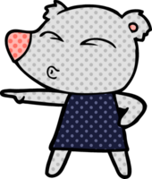 cartoon whistling bear in dress png