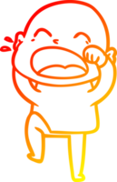 warm gradient line drawing of a cartoon shouting bald man png