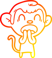 warm gradient line drawing of a yawning cartoon monkey png