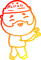 warm gradient line drawing of a cartoon happy bearded man png