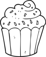 hand drawn black and white cartoon cupcake png