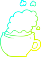cold gradient line drawing of a cartoon hot cup of coffee png