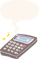 cartoon calculator with speech bubble in retro style png