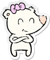 distressed sticker of a female polar bear cartoon png