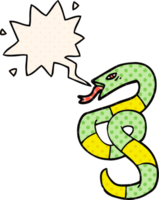 sibilando desenho animado serpente com discurso bolha dentro quadrinho livro estilo png