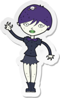 sticker of a cartoon vampire girl waving png
