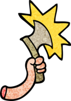 grunge textured illustration cartoon arm with axe png