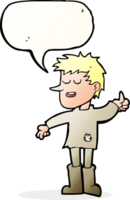 dessin animé pauvre garçon avec une attitude positive avec bulle de dialogue png
