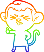 rainbow gradient line drawing of a cartoon angry monkey png