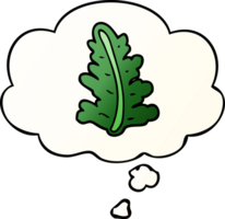 cartoon leaf with thought bubble in smooth gradient style png