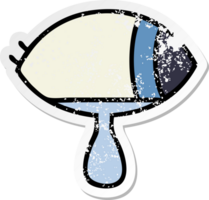 distressed sticker of a cute cartoon crying eye looking to one side png