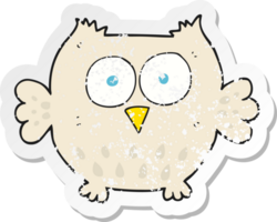 retro distressed sticker of a cartoon happy owl png