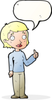 tecknad serie kvinna ger tummen upp symbol med Tal bubbla png