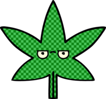 cómic libro estilo dibujos animados de un marijuana hoja png