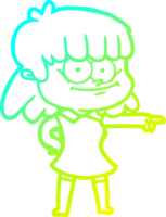 freddo pendenza linea disegno di un' cartone animato ragazza sorridente png