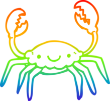 rainbow gradient line drawing of a cartoon crab png