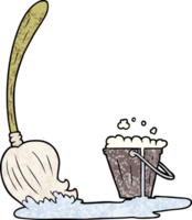 cartoon mop and bucket png