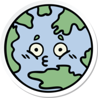 sticker of a cute cartoon planet earth png