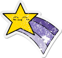 distressed sticker of a cute cartoon shooting rainbow star png