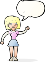 cartoon girl waving with speech bubble png