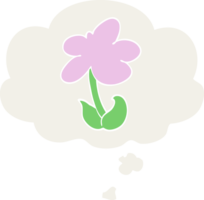 linda dibujos animados flor con pensamiento burbuja en retro estilo png