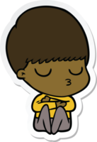 sticker of a cartoon calm boy png