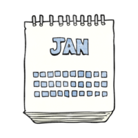 hand textured cartoon calendar showing month of january png