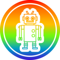 dancing robot circular icon with rainbow gradient finish png