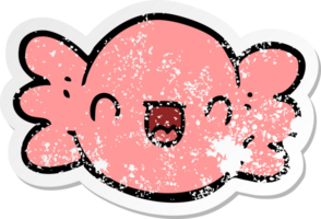 distressed sticker of a cartoon wrapped candy png