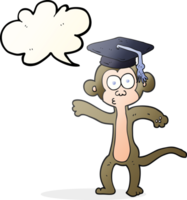 hand drawn speech bubble cartoon graduate monkey png