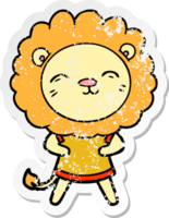 distressed sticker of a cartoon lion png