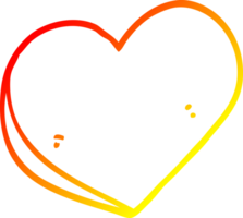 warm gradient line drawing of a cartoon love heart png