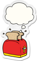 tekenfilm tosti apparaat met gedachte bubbel net zo een gedrukt sticker png