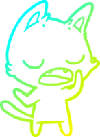 cold gradient line drawing of a talking cat cartoon png