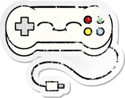 verontruste sticker van een schattige cartoon-gamecontroller png