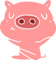 porco de conteúdo de desenho animado de estilo de cor plana png