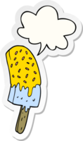 cartoon ice cream lolly with speech bubble sticker png