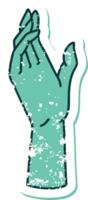 iconisch verontrust sticker tatoeëren stijl beeld van een hand- png